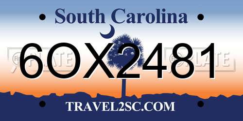 6OX2481 South Carolina License Plate
