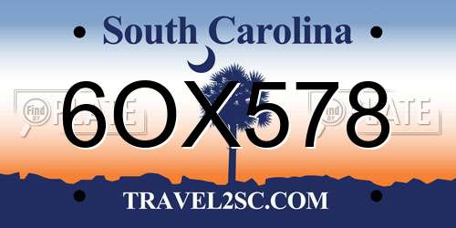 6OX578 South Carolina License Plate