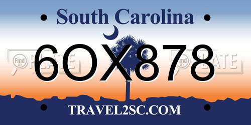 6OX878 South Carolina License Plate