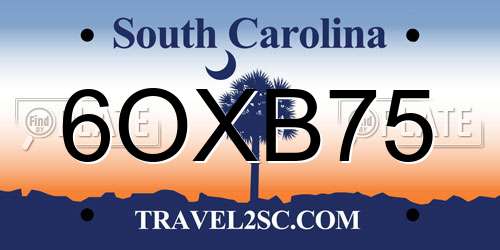 6OXB75 South Carolina License Plate