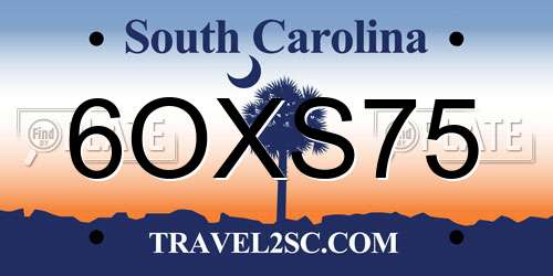 6OXS75 South Carolina License Plate