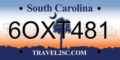 6OXT481 South Carolina License Plate