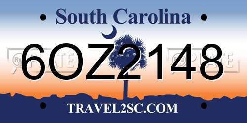 6OZ2148 South Carolina License Plate