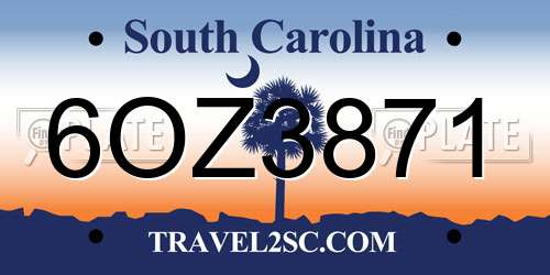6OZ3871 South Carolina License Plate