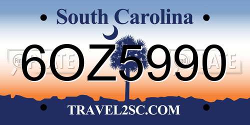 6OZ5990 South Carolina License Plate