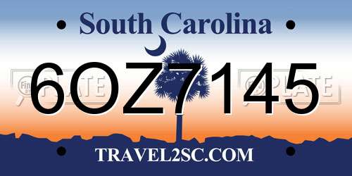 6OZ7145 South Carolina License Plate
