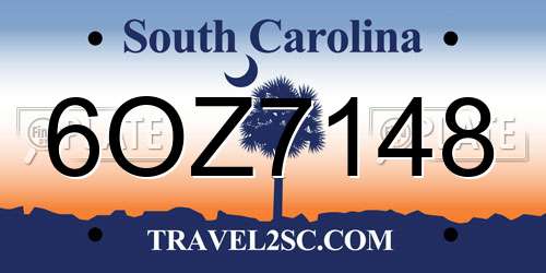 6OZ7148 South Carolina License Plate