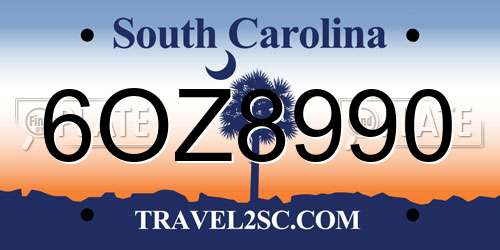 6OZ8990 South Carolina License Plate