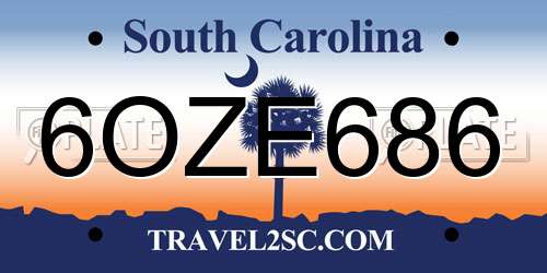 6OZE686 South Carolina License Plate