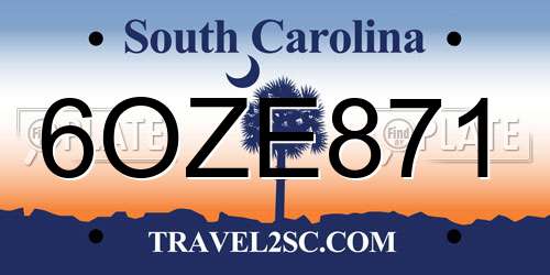 6OZE871 South Carolina License Plate