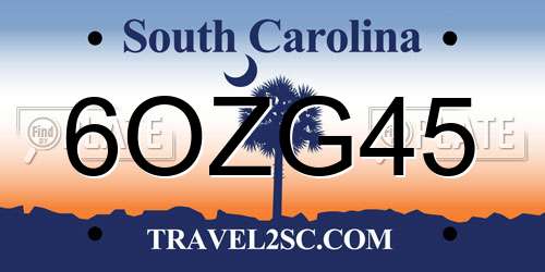 6OZG45 South Carolina License Plate