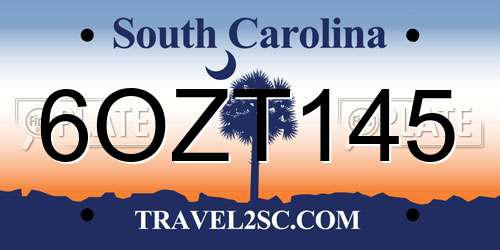 6OZT145 South Carolina License Plate