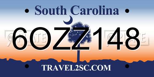 6OZZ148 South Carolina License Plate