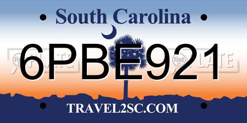 6PBE921 South Carolina License Plate