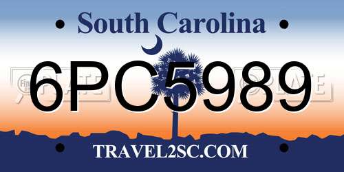 6PC5989 South Carolina License Plate