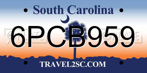 6PCB959 South Carolina License Plate