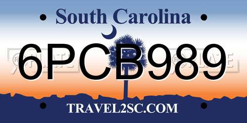 6PCB989 South Carolina License Plate