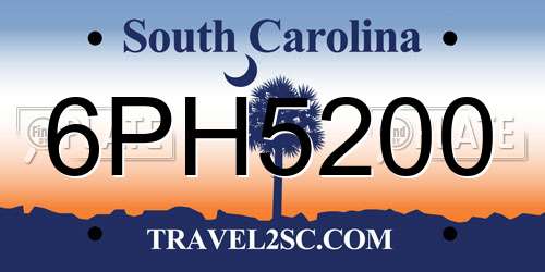 6PH5200 South Carolina License Plate