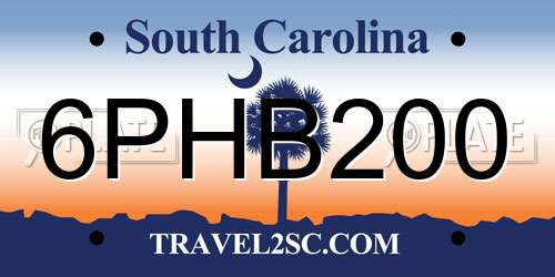 6PHB200 South Carolina License Plate