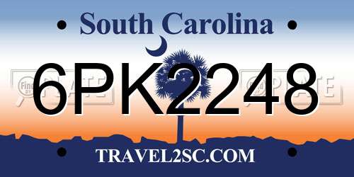 6PK2248 South Carolina License Plate