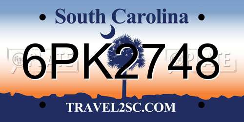 6PK2748 South Carolina License Plate