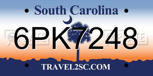 6PK7248 South Carolina License Plate