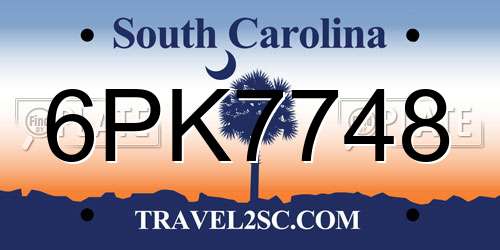 6PK7748 South Carolina License Plate