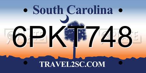 6PKT748 South Carolina License Plate