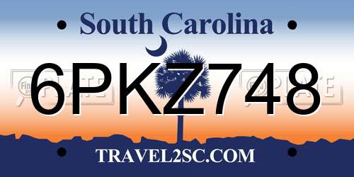 6PKZ748 South Carolina License Plate