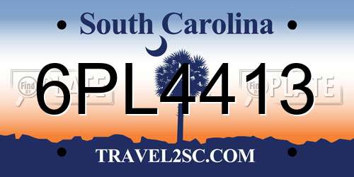 6PL4413 South Carolina License Plate