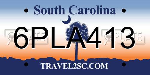 6PLA413 South Carolina License Plate