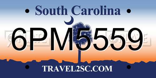 6PM5559 South Carolina License Plate