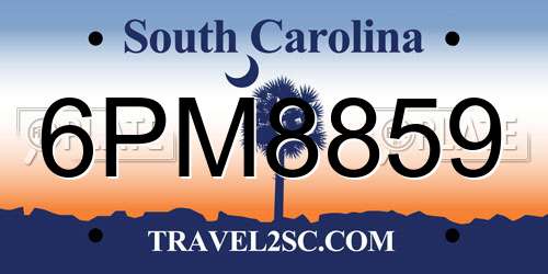 6PM8859 South Carolina License Plate