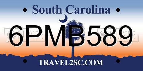 6PMB589 South Carolina License Plate