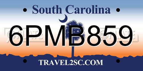 6PMB859 South Carolina License Plate