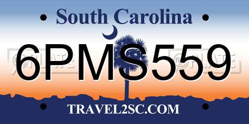 6PMS559 South Carolina License Plate