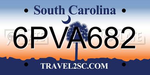 6PVA682 South Carolina License Plate