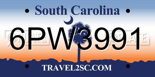 6PW3991 South Carolina License Plate
