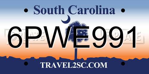 6PWE991 South Carolina License Plate