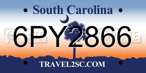 6PY2866 South Carolina License Plate