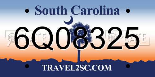 6Q08325 South Carolina License Plate
