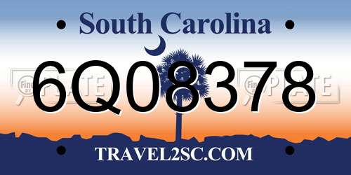 6Q08378 South Carolina License Plate