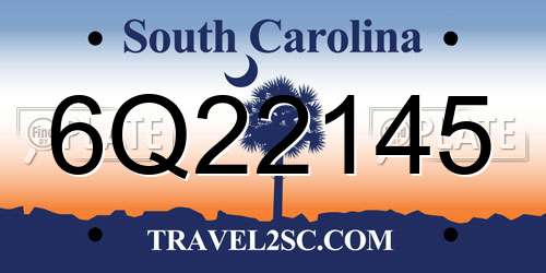 6Q22145 South Carolina License Plate