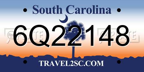 6Q22148 South Carolina License Plate
