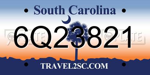 6Q23821 South Carolina License Plate