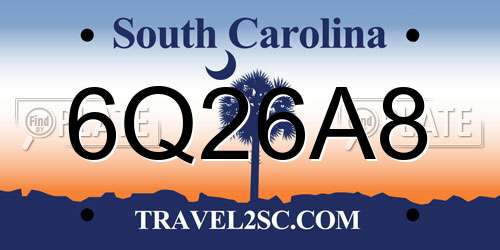 6Q26A8 South Carolina License Plate