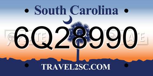 6Q28990 South Carolina License Plate