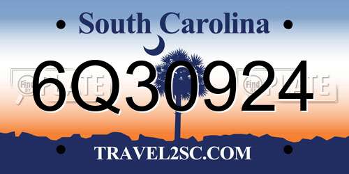 6Q30924 South Carolina License Plate