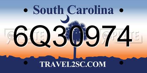 6Q30974 South Carolina License Plate