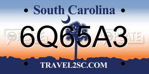 6Q65A3 South Carolina License Plate